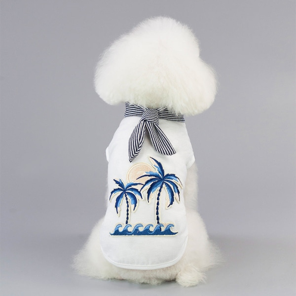 Sommer Kokos Broderet Vest T-shirt Kæledyrstøj White M