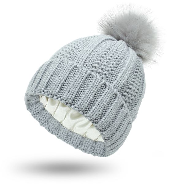 Suosittu suojaava kampaus Silkkisen joustava satiininen neulottu hattu Löysä ja lämmin villamyssy naisille #8 dark gray Average size