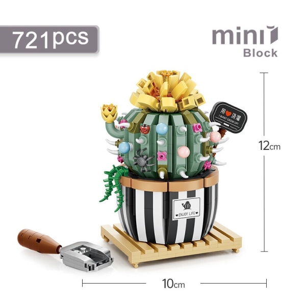 Kreativa Roliga Kaktus Byggklossar Gör-det-själv Simulering Suckulent Krukväxt Grön Växt Blomma 3D Modell Mini Tegel Barnleksak Present 1670 No box