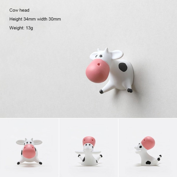 Kylsklistermärken för ko som ligger på magen Tecknad Söt 3D tredimensionella hartsmagneter Kreativ konstdesign Kök Overseas style 1