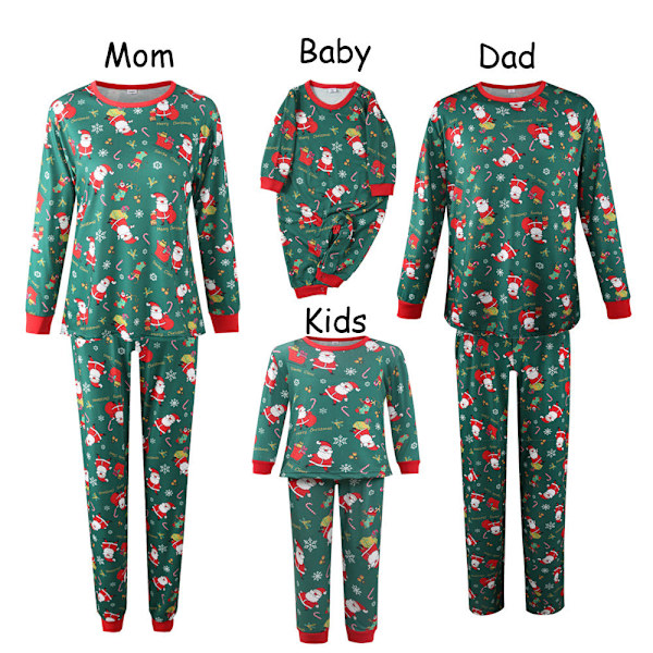 Julpyjamas Matchande Familj Pyjamas Stil Förälder-Barn Set Höst och Vinter Dam Lös Hemmakläder Pyjamas Dam SD009 儿童6Y