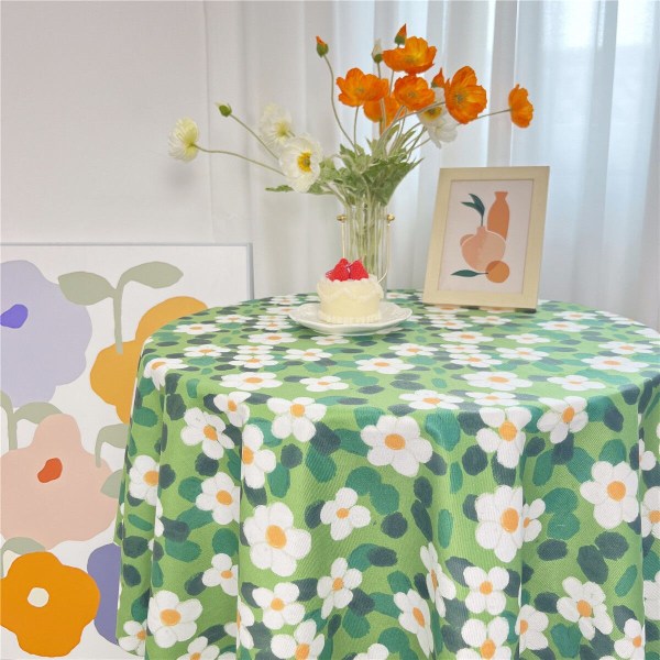 Bordsduk med blommönster i koreansk stil, kaffebordsduk, matbordsöverdrag, matbordsduk, tebordsduk, picknickduk C 80X120CM