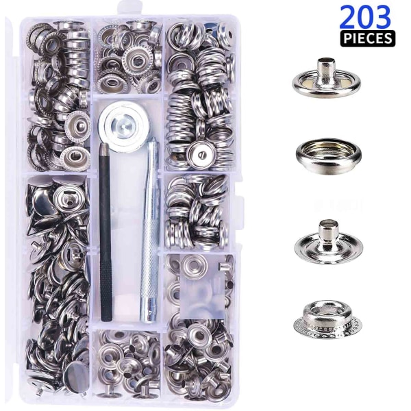 240 kpl 15 mm kangasnappikiinnityssarja, merilaatuinen ruostumattomasta teräksestä valmistettu nappikiinnike veneen suojukseen, nahan ompeluun, telttaan 300pcs