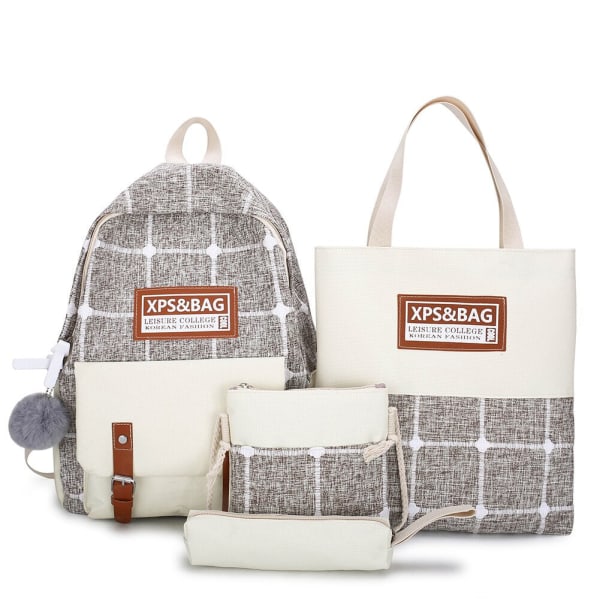 4 st/set Skolryggsäckar för damer Skolväska Daisy Canvas för tonårsflickor Student College Bokväska Pojkar Portfölj Bolsas Mochilas D Purple Backpacks