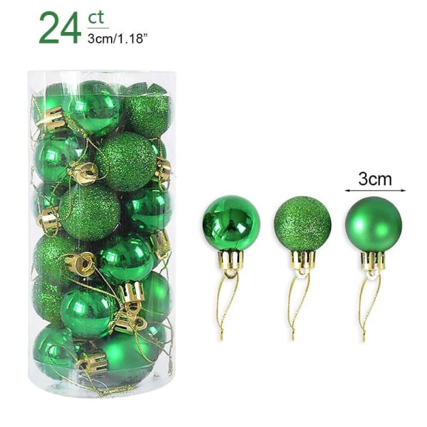 1 æske Julekugler Juletræspynt Kugle Juletræs Hængende Vedhæng Hjemmefest Dekoration 2023 Nytårsgave Noel Navidad 24pcs green as picture