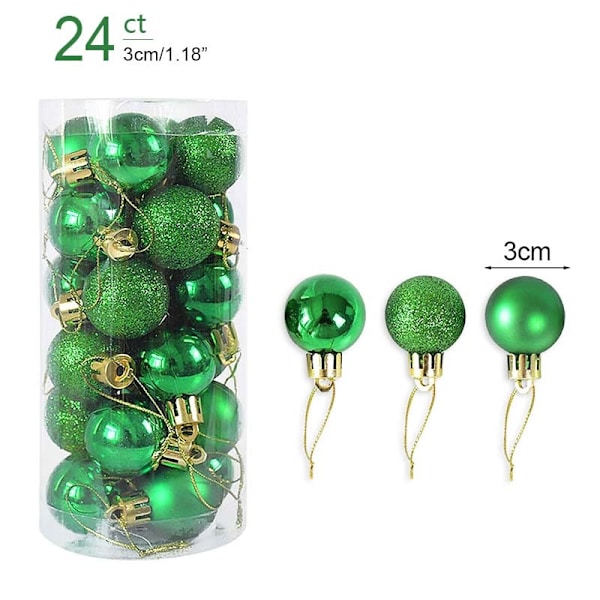 1 eske Julekuler Juletrepynt Julekule Xmas Hengende Treanheng Hjemmefestdekor 2023 Nyttårsgave Noel Navidad 24pcs green as picture