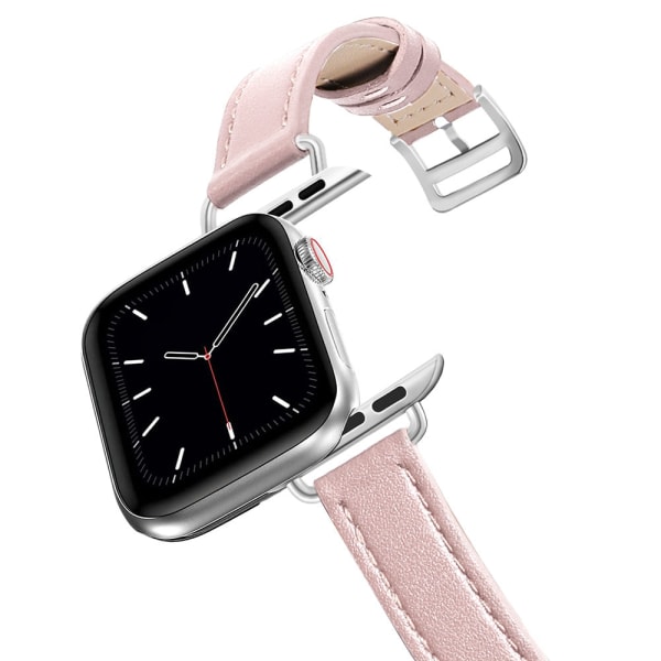 Real Leather Loop Armband Bältesband för Apple Watch SE 7654 42MM 38MM 44MM 40MM Strap on Smart iWatch 3 Watchband 45mm 9 Slim Rose 38mm