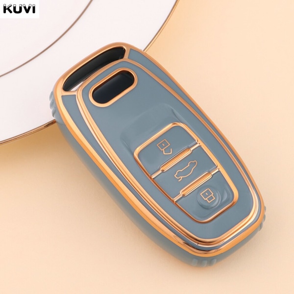 Uusi TPU 6D Pinnoitettu Auton Kaukosäätimen Älyavain Kotelo Kuori A1 A3 A4 A5 A6 A7 A8 Quattro Q3 Q5 Q7 2009-2015 Lisävarusteille Grey
