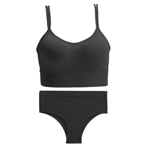 FINETOO Kaksoisolkaimellinen Rintaliivisetti Saumaton Crop Top Pikkuhousut Puku Naiset Seksikäs Alusvaatteet Naisten Alusvaatteet Langaton Rintaliivi Toppi Bralette Khaki L