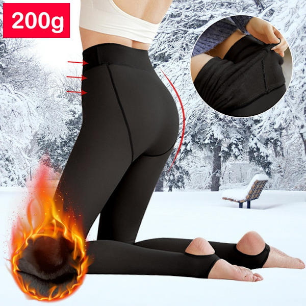 Vinter Varma Isolerade Tights Dam Leggings Elastiska Tjocka Fleece Tights Hög Midja Termiska Leggings Tights Hud-Transparent style 10-200g One Size