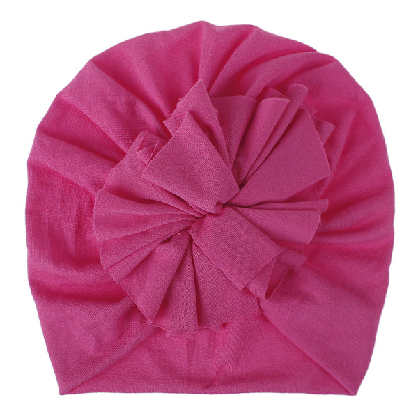 Ny Baby Lue Barnas Plisserte Blomster Babyers Strikkede Bomulls Beanie 18 Farger #8 rust red