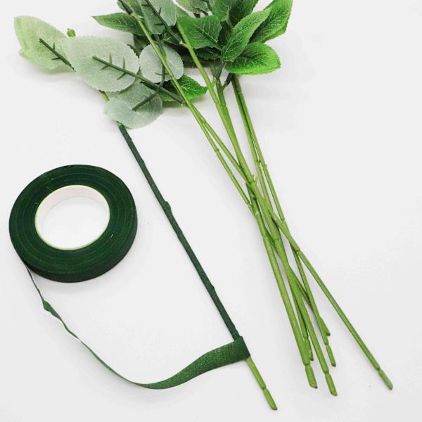 Blomstergrønne bånd 12mm*45m/RULLE Tape Corsager Knaphulsblomst Kunstig Blomst Støvdrager Indpakning Blomsterhandler Grønne Bånd Strækbart Tape 3