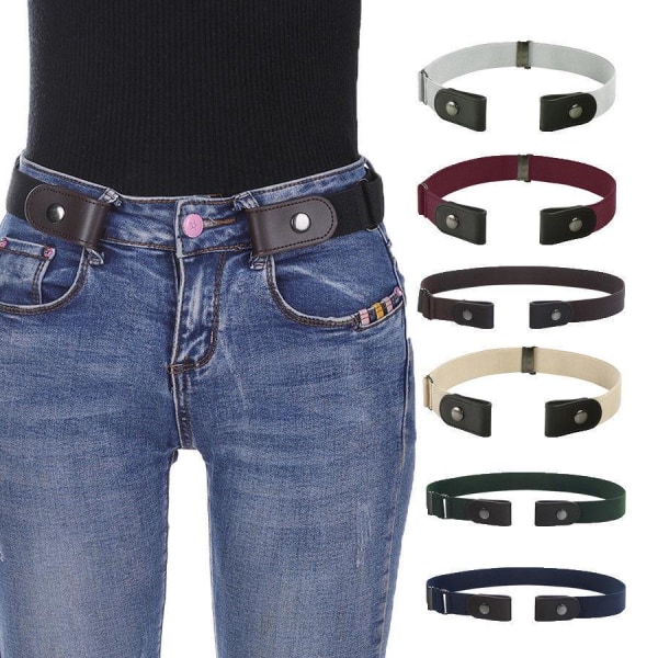 Elastiska bälten utan spänne för kvinnor, osynligt midjebälte för jeans, bälte utan spännen Coffee