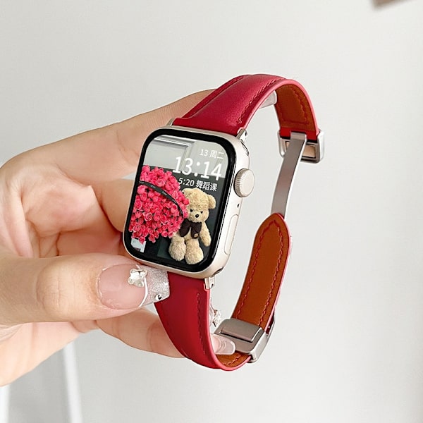 Klockarmband för Apple Watch iWatch för Serie 10 42mm Smal midja magnetiskt spänne - högkvalitativ röd