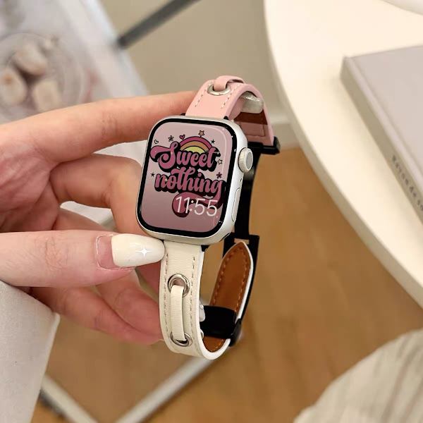 Klockarmband för Apple Watch iWatch 38/40/41/42 10:e generationen mm rosa + benvit