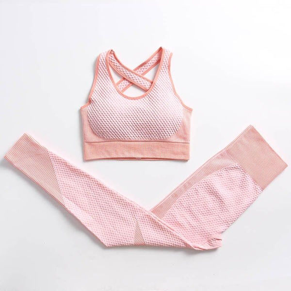 Yoga Set Träningskläder gym fitness för damer träningsdräkt 3 Pcs set Wine red M