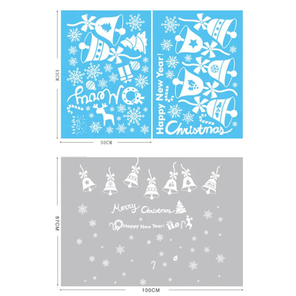 Jul Glasdekaler Heminredning Ornament Jul Snöflinga Jultomte Dörr Butiksfönster Dekal Nyår Juldekoration 3