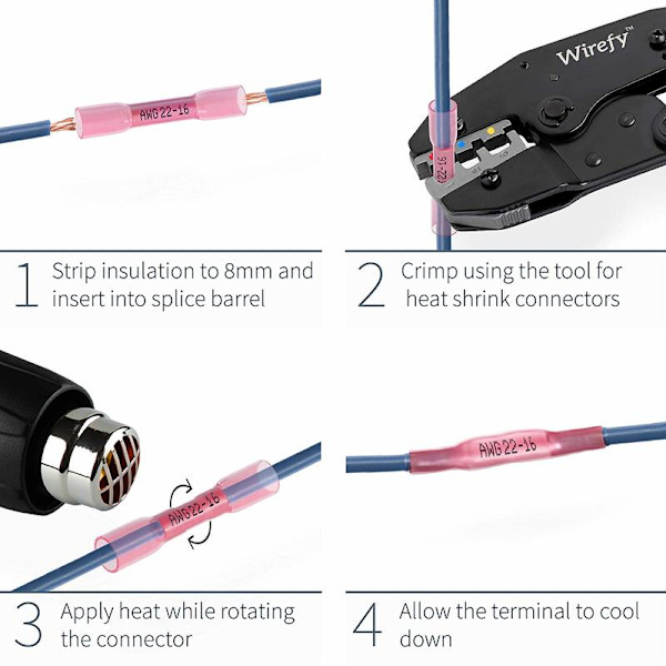 100/50 KPL 22-16 AWG Sähköiset Lämpökutistuvat Jatko Puristusliittimet Punaiset Vedenpitävät Täysin Eristetyt Tiivistysjohdinliittimet Valikoima Blue 100PCS