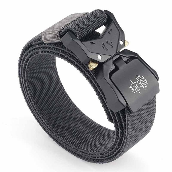 Taktiskt midjeband i nylon för män, elastiskt byxbälte, militär fläktverktygsbälte Plain-Army Green 125cm