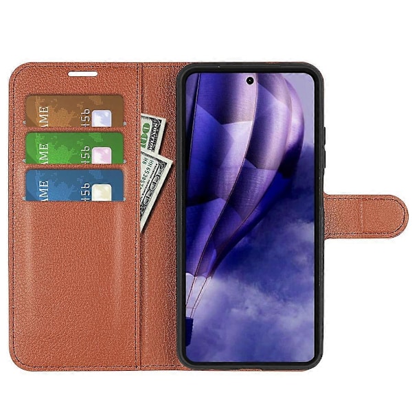 För HMD Skyline Fodral Litchi Textur Stötsäkert Läder Plånbok Telefonfodral - Blå Brown