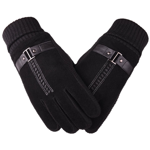 2021 Vinter Herr Varma Handskar Äkta Mocka Grisskinnshandskar Vantar Man Tjock Cykel Motorcykelhandskar Herr Stickade Guantes Black B One Size