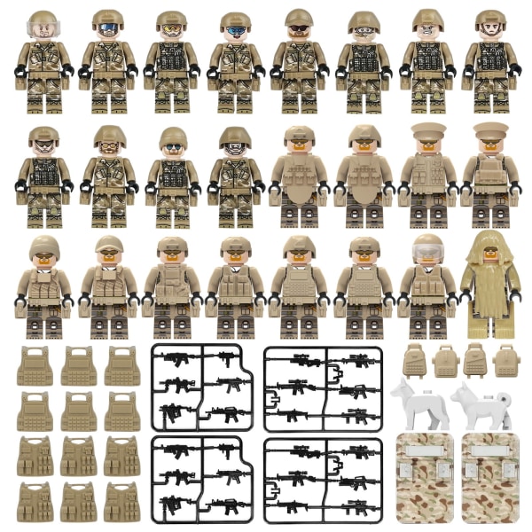 MOC Militärpolis Byggkloss Set Svart SWAT Liten Partikel Montering Docka Leksak Leksakspåse 24pcs2 Doll toy height about 5cm