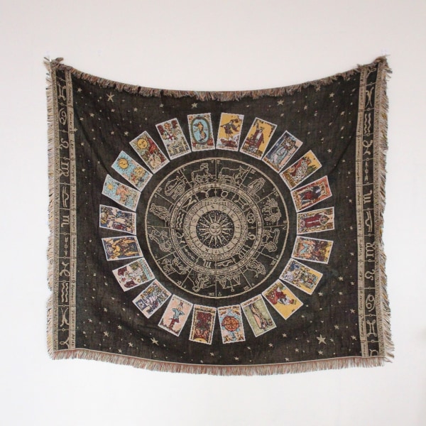 Nordisk Pläd Filt för Säng Sofföverdrag Vardagsrumsinredning Sofffilt Fritidsöverkast Utomhus Camping Picknickmatta Boho Tapestry XT905-2 130X160cm