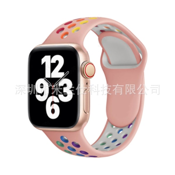 Kellon ranneke Apple Watch iWatch 38/40/41/42mm - S10 vakiokoko SM koodi 51 vaaleanpunainen sateenkaari