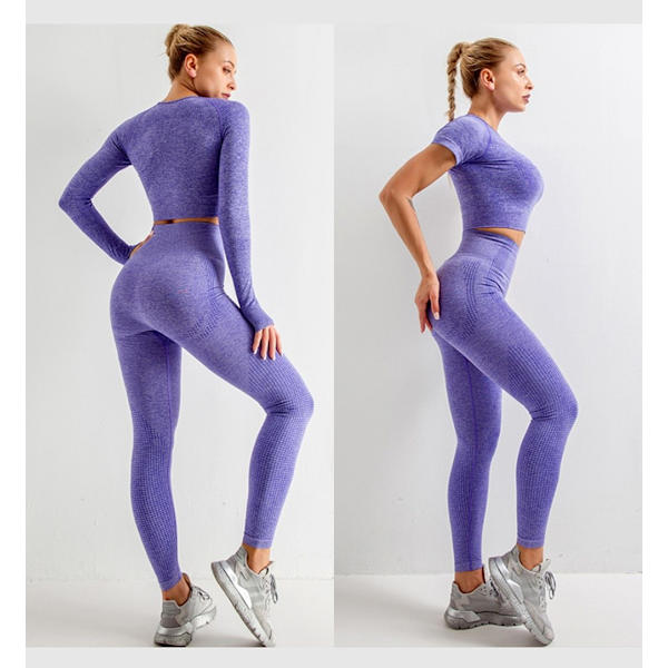 Yoga Sæt Træning Fitness Crop Top Højtaljede Leggings Sportsbeklædning Til Kvinder 5pcsSetBlack S