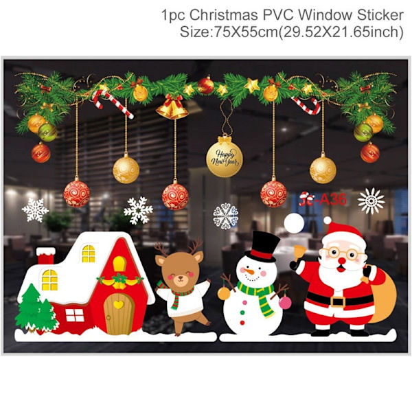 Jul Vägg Fönster Stickers God Jul Dekoration För Hem Julpynt Xmas Navidad Gåva Nyår 17