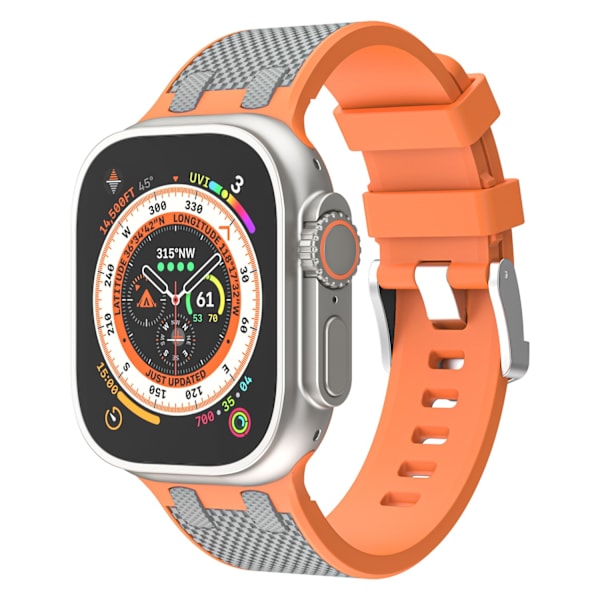 Kellon ranneke Apple Watch iWatch 42/44/45/49mm oranssi+harmaa