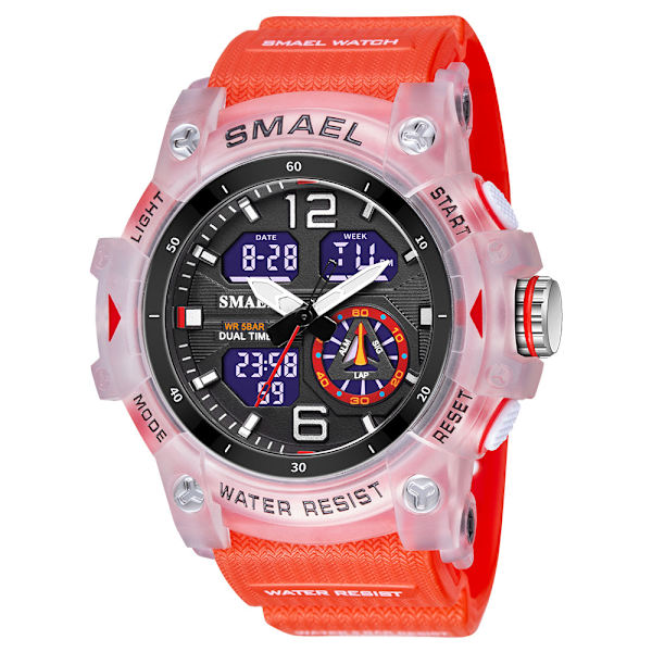 Militärklocka Kvarts Armbandsur Sport 50M Vattentät Väckarklocka Ljus Analog Digital Herrklockor 8007 Herrklockor Digital LIGHT-YELLOW