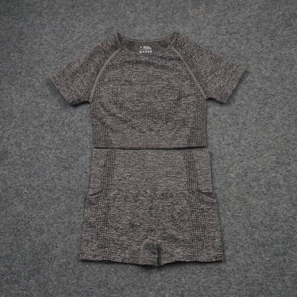 Yoga Sæt Gym Sportstøj Løb Træningstøj Til Kvinder Dark Grey 3 pcs M