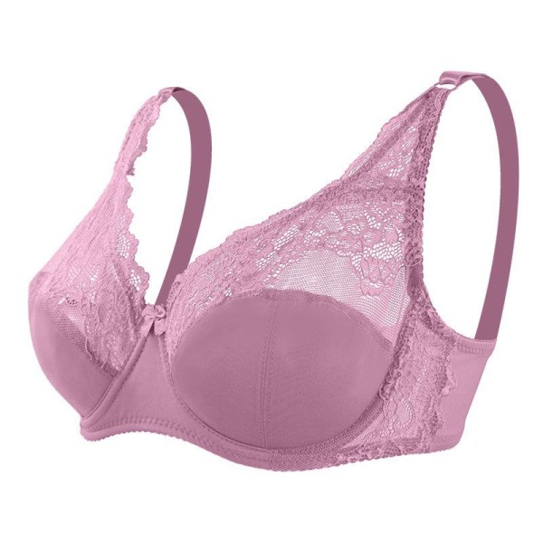 Ohut, hengittävä, seksikäs, isokokoinen kesärintaliivi säädettävä, teräskaarella, mukavat pitsialusvaatteet Light purple 90C/D
