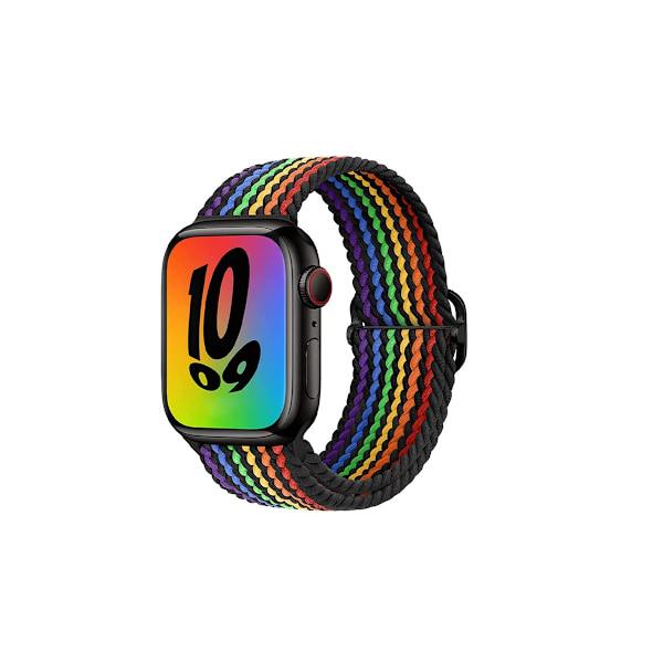 Klockarmband för Apple Watch iWatch 42/44/45/49MM Regnbåge Svart
