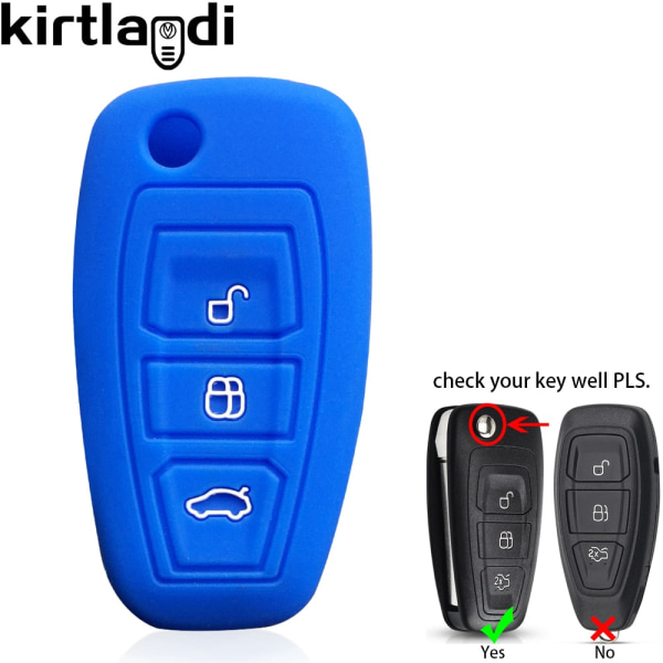 Silikon Bilnøkkel Deksel Skall for Ford Kuga Focus Mk3 Mk4 Mondeo Fiesta Titanium Ecosport Transit MK8 Cover Fjernkontroll Tilbehør A black(redline) 1PC