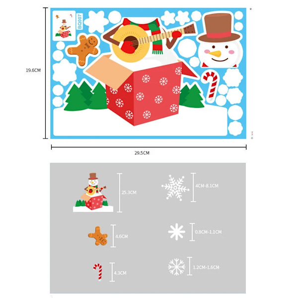 Jul Glasdekaler Heminredning Ornament Jul Snöflinga Jultomte Dörr Butiksfönster Dekal Nyår Juldekoration 16