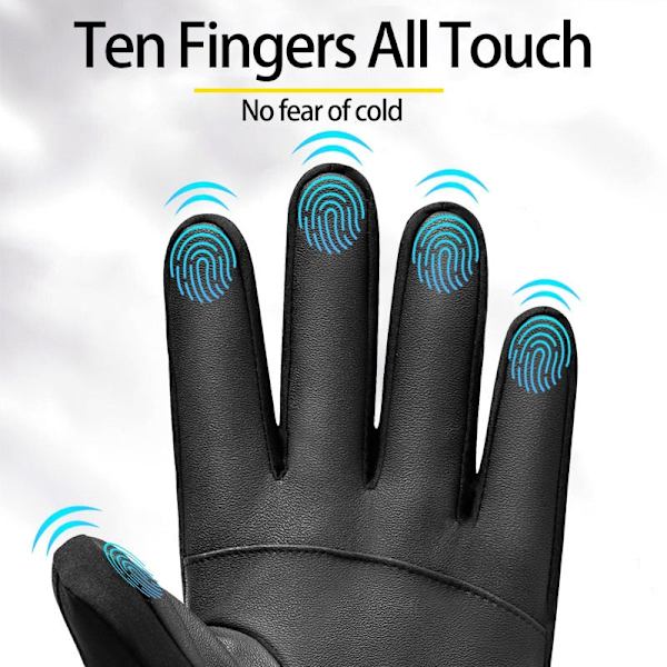 Höst Vinter Herr Dam Handskar Touchscreen Vattentäta Vindtäta Handskar Utomhussporter Varma Cykel Snö Skidhandskar Full Finger Black M