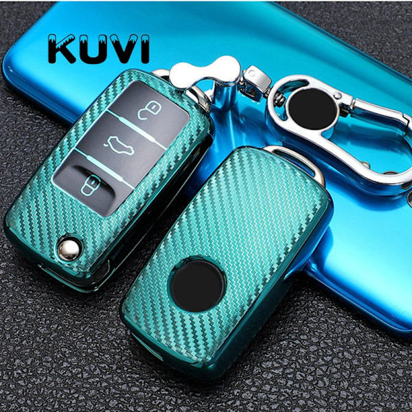 TPU Kolfiber Bilnyckelfodral För Polo Tiguan Passat B5 B6 B7 Golf 4 5 6 MK6 Jetta Lavida För Skoda Octavia red