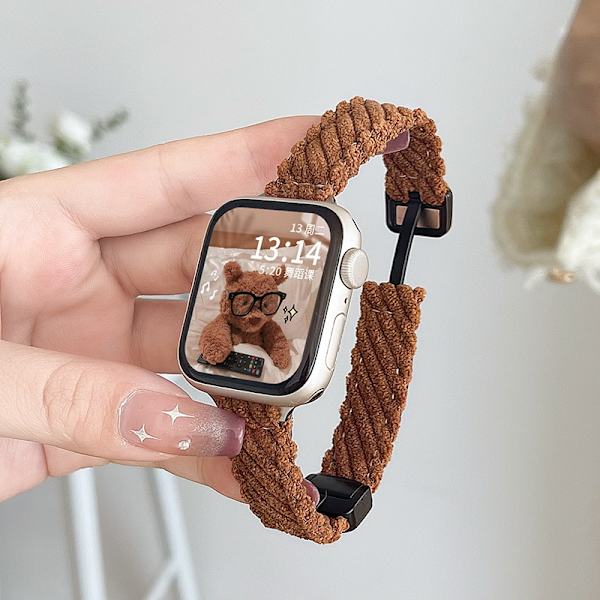 Klockarmband för Apple Watch iWatch 42mm S3/2/1 generation Corduroy magnetisk sug | kaffebrun