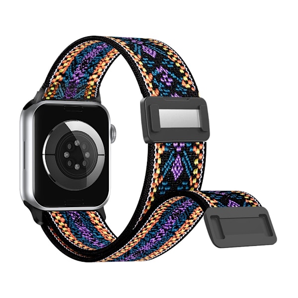 Urrem til Apple Watch iWatch 42/44/45/49MM Plastik indre magnetisk spænde Etnisk stil lilla blomst