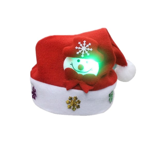 God Jul Hatt Lysande LED-Mössa Snögubbe Älg Jultomte Hattar För Barn Vuxna Julklapp Dekoration snowman child