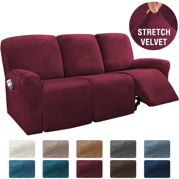 Stretch 1-2-3-sits All-inclusive Elastiska vilstolssoffor Cover Halkfritt Cabriolet Liggande Relax Fåtölj Cover Navy-Velvet 2 Seat Split 6 piece