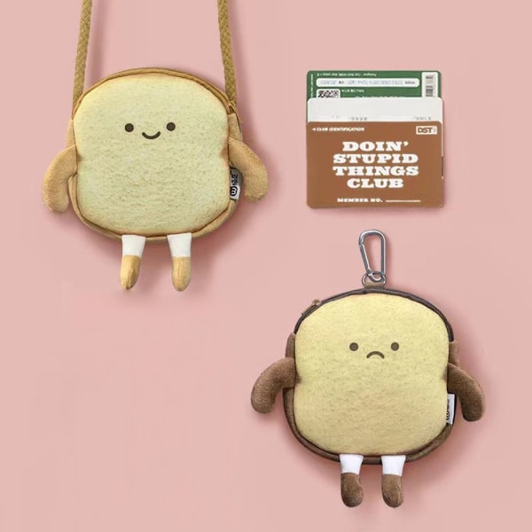 Tecknad Toast Handväska Söt Casual Tote Bröd Myntpåse Korthållare Kreativt case Skola Brevpapper Plånbok Kawaii Present tote1