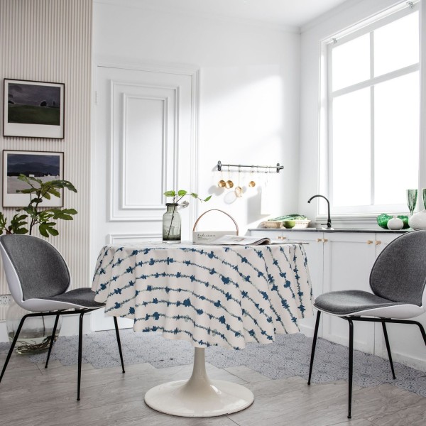 Bordsduk i bomullslinne med tryck av grön tallgren, koreansk servett med tryck, kaffeduk Carpet geometry Round 150cm