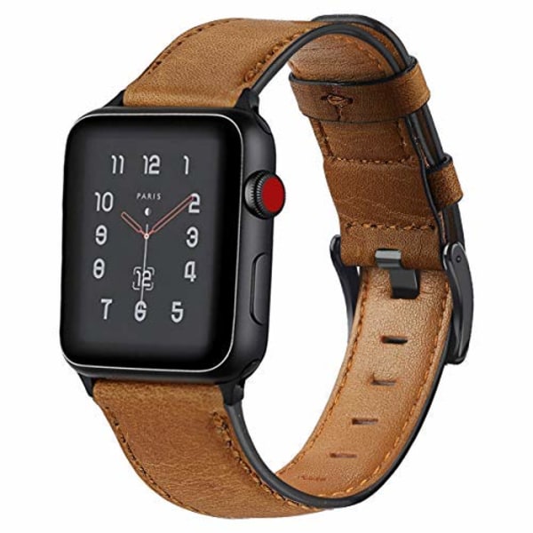 Läderarmband för Apple Watch band 44mm 41mm 45mm 40mm 42mm 38mm Retro Ko klockarmband armband iWatch serie 7 3 4 5 se 6 Yellow Brown 42mm or 44mm or 45mm