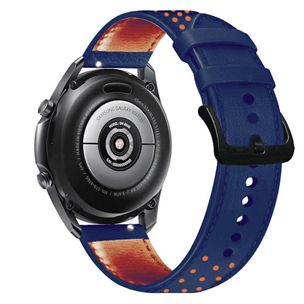 Læder urrem 22mm til Huawei GT2 Samsung S3 Brown orange dots 22mm