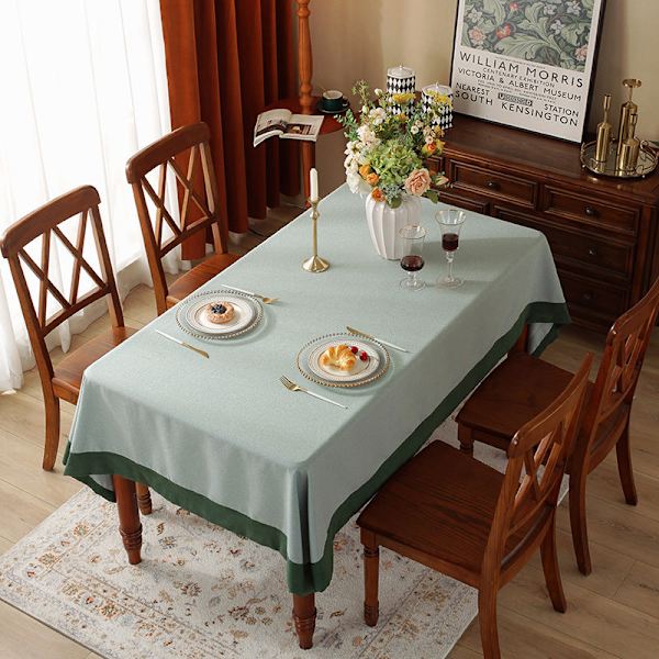 Ensfarget Duk Amerikansk Western-Stil Spisebord Stoff Rektangulær Skrivebordsduk Nordisk Ensfarget Duk Kaffeduk Tile green 90*140cm
