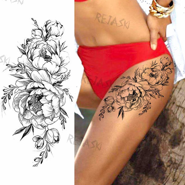 Violetti ruusu koru vesisiirtotatuointi tarrat naisille vartalon rintakehän taide väliaikainen tatuointi tyttö vyötärö rannekoru flash tatuoinnit kukka model 5