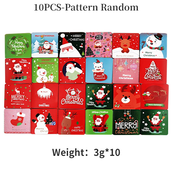 9/12 st Jul Tomte Trähänge Ängel Jultomte Julgranshänge Dekorationer Navidad Gott Nytt År 2024 10PCS Random-Card